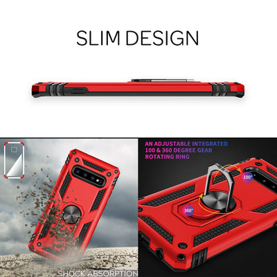 NALIA Panzerhülle für Samsung Galaxy S10 Plus – Ring-Ständer 360° & Magnet-Halterung Kompatibel – RINGDEFEND (Stoßfestes Outdoor Case) – Marke aus Berlin Schwarz NALIA Protective Hülle