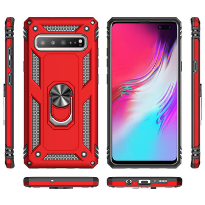 NALIA Panzerhülle für Samsung Galaxy S10 5G – Ring-Ständer 360° & Magnet-Halterung Kompatibel – RINGDEFEND (Stoßfestes Outdoor Case) – Marke aus Berlin Schwarz NALIA Outdoor Hülle