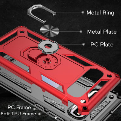 NALIA Panzerhülle für Samsung Galaxy S10 5G – Ring-Ständer 360° & Magnet-Halterung Kompatibel – RINGDEFEND (Stoßfestes Outdoor Case) – Marke aus Berlin Schwarz NALIA Outdoor Hülle