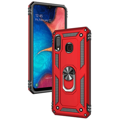 NALIA Ring Hülle + Schutzglas kompatibel mit Samsung Galaxy A20e, 9H Displayschutz & 360° Finger-Halter Handyhülle für magnetische KFZ-Halterung, Silikon Cover & Hard-Case Bumper Silber NALIA Protective Hülle