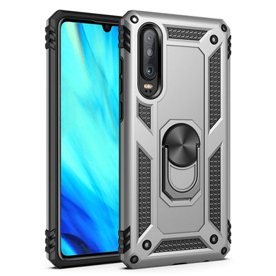 NALIA Panzerhülle für Huawei P30 – Ring-Ständer 360° & Magnet-Halterung Kompatibel – RINGDEFEND (Stoßfestes Outdoor Case) – Marke aus Berlin Silber NALIA Protective Hülle