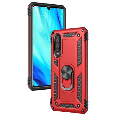 NALIA Panzerhülle für Huawei P30 – Ring-Ständer 360° & Magnet-Halterung Kompatibel – RINGDEFEND (Stoßfestes Outdoor Case) – Marke aus Berlin Silber NALIA Protective Hülle