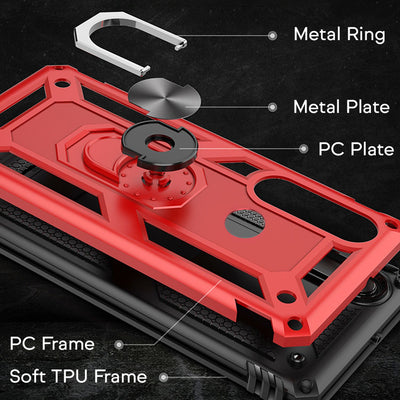 NALIA Panzerhülle für Huawei P30 Lite – Ring-Ständer 360° & Magnet-Halterung Kompatibel – RINGDEFEND (Stoßfestes Outdoor Case) – Marke aus Berlin Schwarz NALIA Outdoor Hülle