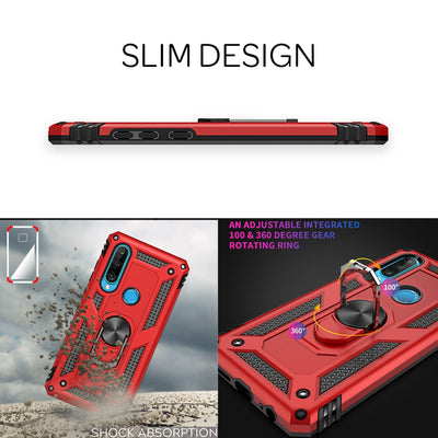 NALIA Panzerhülle für Huawei P30 Lite – Ring-Ständer 360° & Magnet-Halterung Kompatibel – RINGDEFEND (Stoßfestes Outdoor Case) – Marke aus Berlin Schwarz NALIA Outdoor Hülle