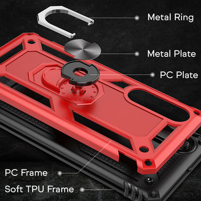 NALIA Panzerhülle für Huawei P30 – Ring-Ständer 360° & Magnet-Halterung Kompatibel – RINGDEFEND (Stoßfestes Outdoor Case) – Marke aus Berlin Schwarz NALIA Outdoor Hülle