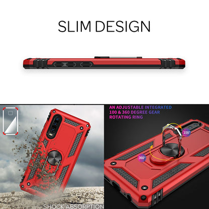 NALIA Ring Handy Hülle für Huawei P30, Case Cover Bumper Display Schutz Glas Schwarz NALIA Outdoor Hülle