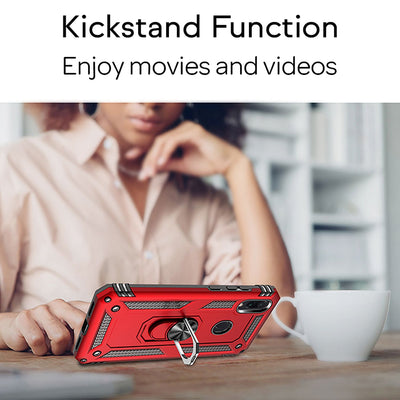 NALIA Panzerhülle für Xiaomi Redmi Note 7 – Ring-Ständer 360° & Magnet-Halterung Kompatibel – RINGDEFEND (Stoßfestes Outdoor Case) – Marke aus Berlin Schwarz NALIA Protective Hülle