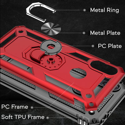 NALIA Panzerhülle für Xiaomi Redmi Note 7 – Ring-Ständer 360° & Magnet-Halterung Kompatibel – RINGDEFEND (Stoßfestes Outdoor Case) – Marke aus Berlin Schwarz NALIA Protective Hülle