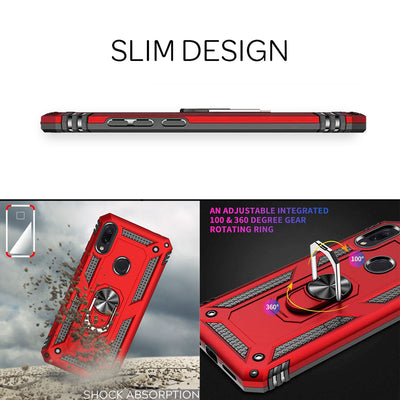NALIA Panzerhülle für Xiaomi Redmi Note 7 – Ring-Ständer 360° & Magnet-Halterung Kompatibel – RINGDEFEND (Stoßfestes Outdoor Case) – Marke aus Berlin Schwarz NALIA Protective Hülle