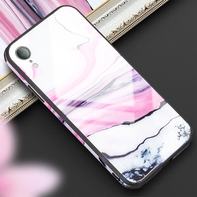 NALIA Hartglas Hülle kompatibel mit iPhone XR, Marmor Design Hard-Case aus 9H Tempered Glass & Silikon Bumper, Robuste Motiv Handyhülle Phone Cover Schutzhülle Handy-Tasche NALIA Protective Hülle