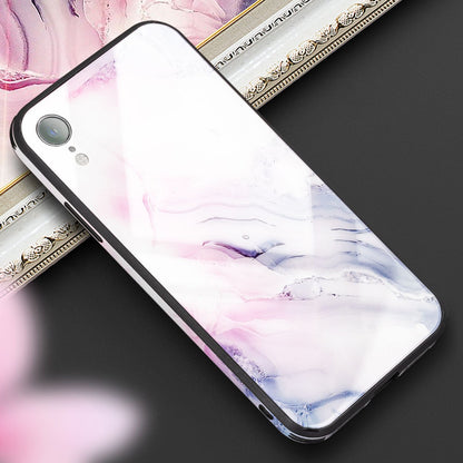 NALIA Handy Hülle für iPhone XR, Hartglas Marmor Design Case Cover Bumper Etui