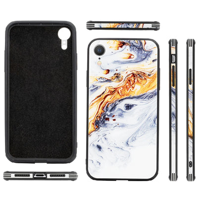 NALIA Hartglas Hülle kompatibel mit iPhone XR, Marmor Design Hard-Case aus 9H Tempered Glass & Silikon Bumper, Robuste Motiv Handyhülle Phone Cover Schutzhülle Handy-Tasche Pink Blau NALIA Protective Hülle