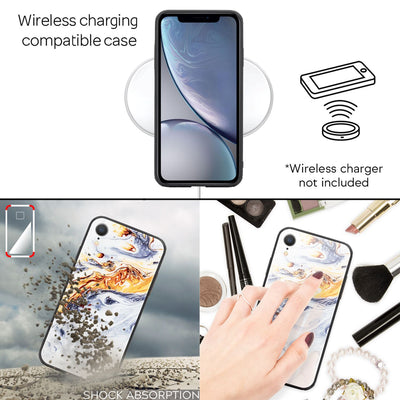 NALIA Hartglas Hülle kompatibel mit iPhone XR, Marmor Design Hard-Case aus 9H Tempered Glass & Silikon Bumper, Robuste Motiv Handyhülle Phone Cover Schutzhülle Handy-Tasche NALIA Protective Hülle