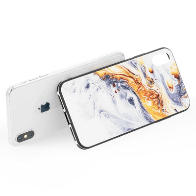 NALIA Hartglas Hülle kompatibel mit iPhone XS Max, Marmor Design Hard-Case aus 9H Tempered Glass & Silikon Bumper, Robuste Handyhülle Phone Cover Schutzhülle Handy-Tasche NALIA Protective Hülle