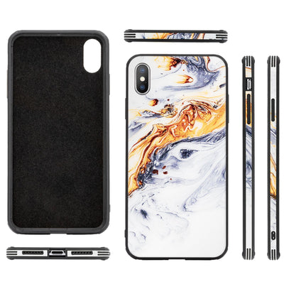 NALIA Hartglas Hülle kompatibel mit iPhone XS Max, Marmor Design Hard-Case aus 9H Tempered Glass & Silikon Bumper, Robuste Handyhülle Phone Cover Schutzhülle Handy-Tasche NALIA Protective Hülle