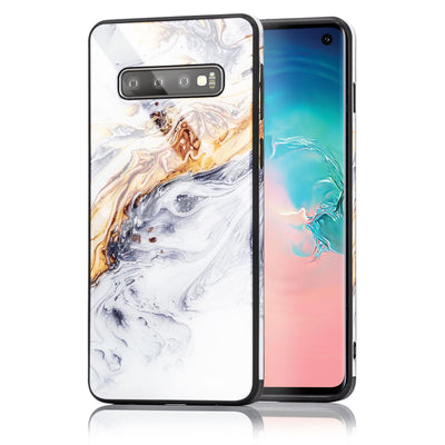 NALIA Hartglas Hülle kompatibel mit Samsung Galaxy S10, Marmor Design Hard-Case aus 9H Tempered Glass & Silikon Bumper, Robuste Handyhülle Phone Cover Schutzhülle Handy-Tasche Pink Blau NALIA Protective Hülle
