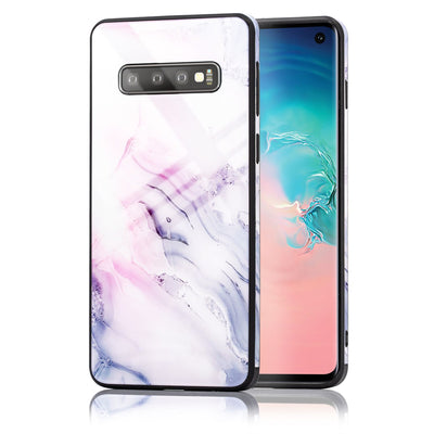 NALIA Hartglas Hülle kompatibel mit Samsung Galaxy S10, Marmor Design Hard-Case aus 9H Tempered Glass & Silikon Bumper, Robuste Handyhülle Phone Cover Schutzhülle Handy-Tasche Pink Blau NALIA Protective Hülle