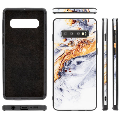 NALIA Hartglas Hülle kompatibel mit Samsung Galaxy S10, Marmor Design Hard-Case aus 9H Tempered Glass & Silikon Bumper, Robuste Handyhülle Phone Cover Schutzhülle Handy-Tasche Pink Blau NALIA Protective Hülle