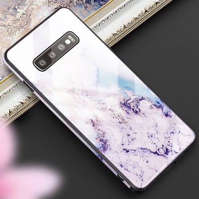 NALIA Hartglas Hülle kompatibel mit Samsung Galaxy S10, Marmor Design Hard-Case aus 9H Tempered Glass & Silikon Bumper, Robuste Handyhülle Phone Cover Schutzhülle Handy-Tasche Pink Blau NALIA Protective Hülle