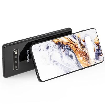 NALIA Hartglas Hülle kompatibel mit Samsung Galaxy S10, Marmor Design Hard-Case aus 9H Tempered Glass & Silikon Bumper, Robuste Handyhülle Phone Cover Schutzhülle Handy-Tasche Pink Blau NALIA Protective Hülle