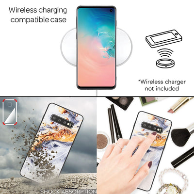 NALIA Hartglas Hülle kompatibel mit Samsung Galaxy S10, Marmor Design Hard-Case aus 9H Tempered Glass & Silikon Bumper, Robuste Handyhülle Phone Cover Schutzhülle Handy-Tasche Pink Blau NALIA Protective Hülle