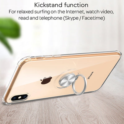 NALIA Push Ring Hülle kompatibel mit iPhone XS Max, 360° Finger-Halter mit Push-Funktion, für magnetische KFZ-Halterung, Silikon Schutzhülle Cover Phone Case Handyhülle Schale Transparent NALIA Protective Hülle