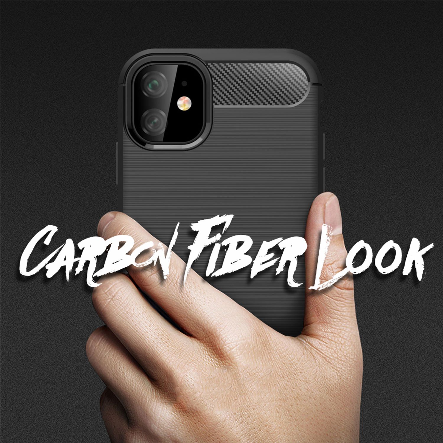 NALIA Handyhülle für Apple iPhone 11 Hülle, Karbon Optik Stylische Handyhülle Schwarz NALIA Protective Hülle