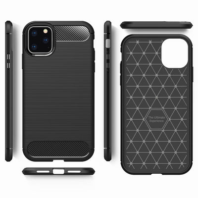 NALIA Silikonhülle für iPhone 11 Pro Max – Rutschfest & Matt – VORTEX (Gebürstete Optik & Carbon Design) – Marke aus Berlin Schwarz NALIA Protective Hülle