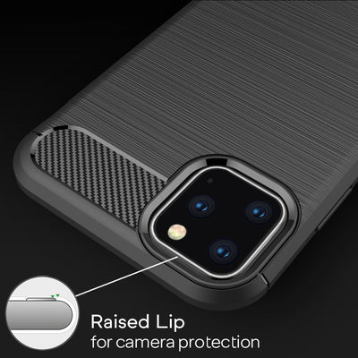 NALIA Silikonhülle für iPhone 11 Pro Max – Rutschfest & Matt – VORTEX (Gebürstete Optik & Carbon Design) – Marke aus Berlin Schwarz NALIA Protective Hülle