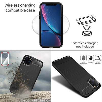 NALIA Silikonhülle für iPhone 11 Pro Max – Rutschfest & Matt – VORTEX (Gebürstete Optik & Carbon Design) – Marke aus Berlin Schwarz NALIA Protective Hülle