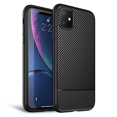 NALIA Hülle kompatibel mit iPhone 11, Carbon Look Handyhülle Ultra-Slim Silikon Case Backcover Dünn, Phone Schutzhülle Stoßfeste Handy-Tasche Bumper TPU Gummi Cover Skin Etui Kappe - Schwarz Default Title NALIA Protective Hülle