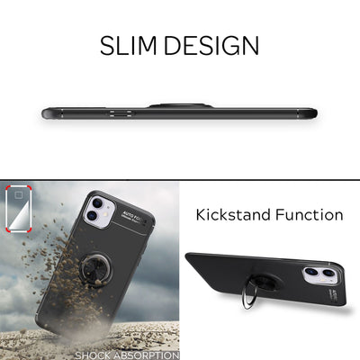 NALIA Ring Hülle kompatibel mit iPhone 11, Silikon Handyhülle mit 360 Grad Finger-Halter für magnetische KFZ-Halterung, Schutzhülle Cover Phone Case Handy-Tasche Etui Bumper NALIA Protective Hülle