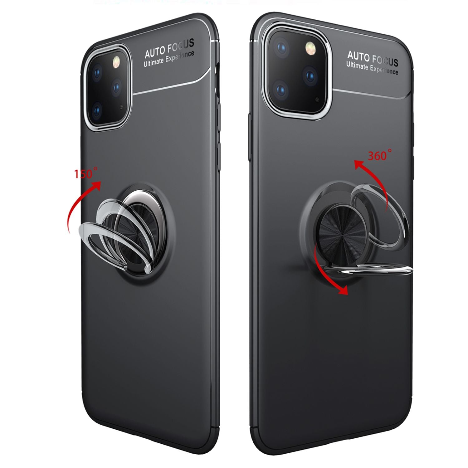 NALIA Ring Hülle für iPhone 11 Pro, Schutz Cover Magnetisch Silikon Case Bumper Schwarz NALIA Protective Hülle
