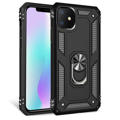 NALIA Panzerhülle für iPhone 11 – Ring-Ständer 360° & Magnet-Halterung Kompatibel – RINGDEFEND (Stoßfestes Outdoor Case) – Marke aus Berlin Schwarz NALIA Outdoor Hülle