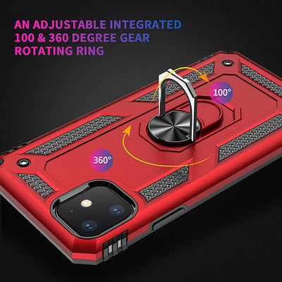 NALIA Panzerhülle für iPhone 11 – Ring-Ständer 360° & Magnet-Halterung Kompatibel – RINGDEFEND (Stoßfestes Outdoor Case) – Marke aus Berlin Gold NALIA Outdoor Hülle