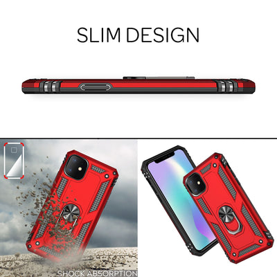 NALIA Panzerhülle für iPhone 11 – Ring-Ständer 360° & Magnet-Halterung Kompatibel – RINGDEFEND (Stoßfestes Outdoor Case) – Marke aus Berlin Gold NALIA Outdoor Hülle