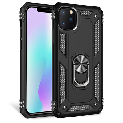 NALIA Panzerhülle für iPhone 11 Pro – Ring-Ständer 360° & Magnet-Halterung Kompatibel – RINGDEFEND (Stoßfestes Outdoor Case) – Marke aus Berlin Schwarz NALIA Protective Hülle