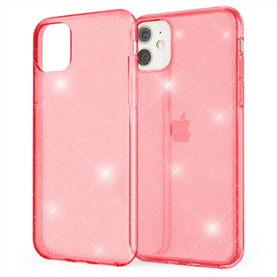 NALIA Glitzerhülle für iPhone 11 – Funkelndes Silikon Case – DAZZLIN (Transparent & Stoßfest) – Marke aus Berlin Rot NALIA Transparente Hülle