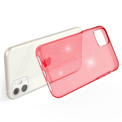 NALIA Glitzerhülle für iPhone 11 – Funkelndes Silikon Case – DAZZLIN (Transparent & Stoßfest) – Marke aus Berlin Rot NALIA Transparente Hülle