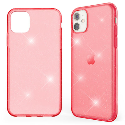 NALIA Glitzerhülle für iPhone 11 – Funkelndes Silikon Case – DAZZLIN (Transparent & Stoßfest) – Marke aus Berlin Rot NALIA Transparente Hülle