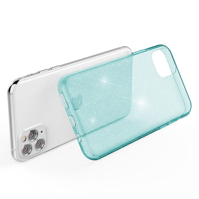 NALIA Glitzerhülle für iPhone 11 Pro Max – Funkelndes Silikon Case – DAZZLIN (Transparent & Stoßfest) – Marke aus Berlin Blau Türkis NALIA Transparente Hülle