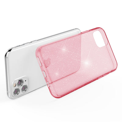 NALIA Glitzerhülle für iPhone 11 Pro Max – Funkelndes Silikon Case – DAZZLIN (Transparent & Stoßfest) – Marke aus Berlin Pink NALIA Transparente Hülle