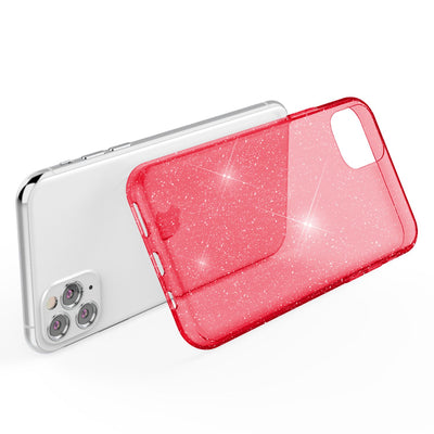 NALIA Glitzerhülle für iPhone 11 Pro Max – Funkelndes Silikon Case – DAZZLIN (Transparent & Stoßfest) – Marke aus Berlin Rot NALIA Transparente Hülle