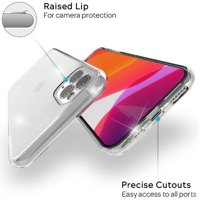 NALIA Glitzerhülle für iPhone 11 Pro – Funkelndes Silikon Case – DAZZLIN (Transparent & Stoßfest) – Marke aus Berlin Pink NALIA Transparente Hülle