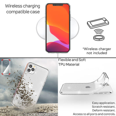 NALIA Glitzerhülle für iPhone 11 Pro – Funkelndes Silikon Case – DAZZLIN (Transparent & Stoßfest) – Marke aus Berlin Blau Türkis NALIA Transparente Hülle