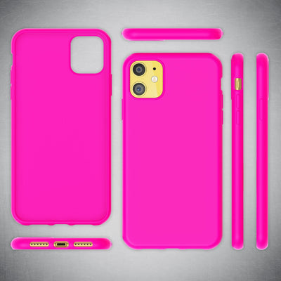 NALIA Neon Silikonhülle für iPhone 11 – Soft-Touch & Signal-Neon – NEONSHOCK (Matte Schutzhülle) – Marke aus Berlin Pink NALIA Neon Hülle