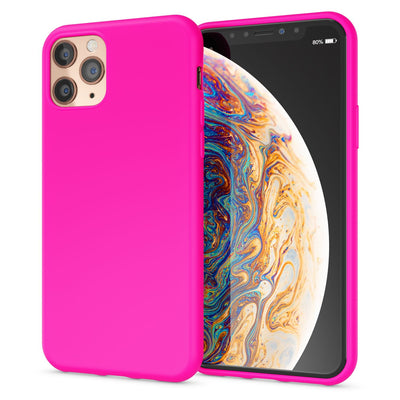 NALIA Neon Silikonhülle für iPhone 11 Pro Max – Soft-Touch & Signal-Neon – NEONSHOCK (Matte Schutzhülle) – Marke aus Berlin Pink NALIA Protective Hülle