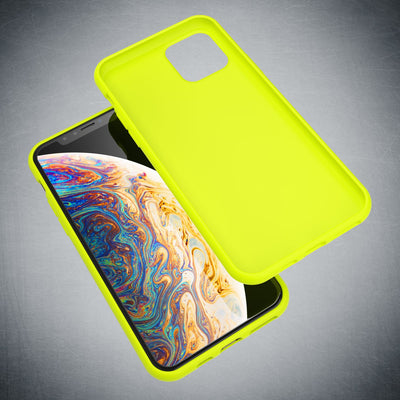 NALIA Neon Silikonhülle für iPhone 11 Pro Max – Soft-Touch & Signal-Neon – NEONSHOCK (Matte Schutzhülle) – Marke aus Berlin Gelb NALIA Protective Hülle