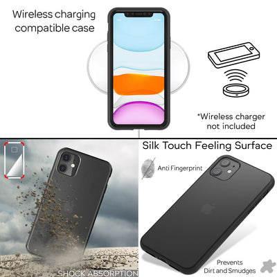 NALIA Matte Hülle für iPhone 11 – Kein Vergilben & Anti-Fingerabdruck – SUMMIT (Semi-Transparent & Schwarzer Rahmen) – Marke aus Berlin Default Title NALIA Protective Hülle