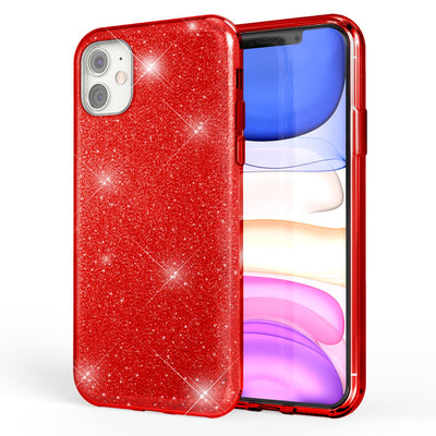 NALIA Glitzerhülle für iPhone 11 – Funkelnder Glitzer-Look & Grip – SHINEPOP (Silikon Case) – Marke aus Berlin Rot NALIA Protective Hülle